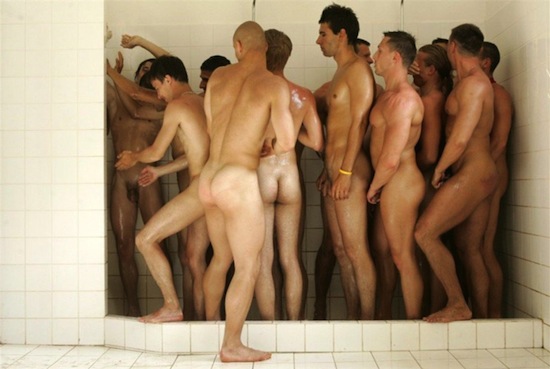 Nude male shower room